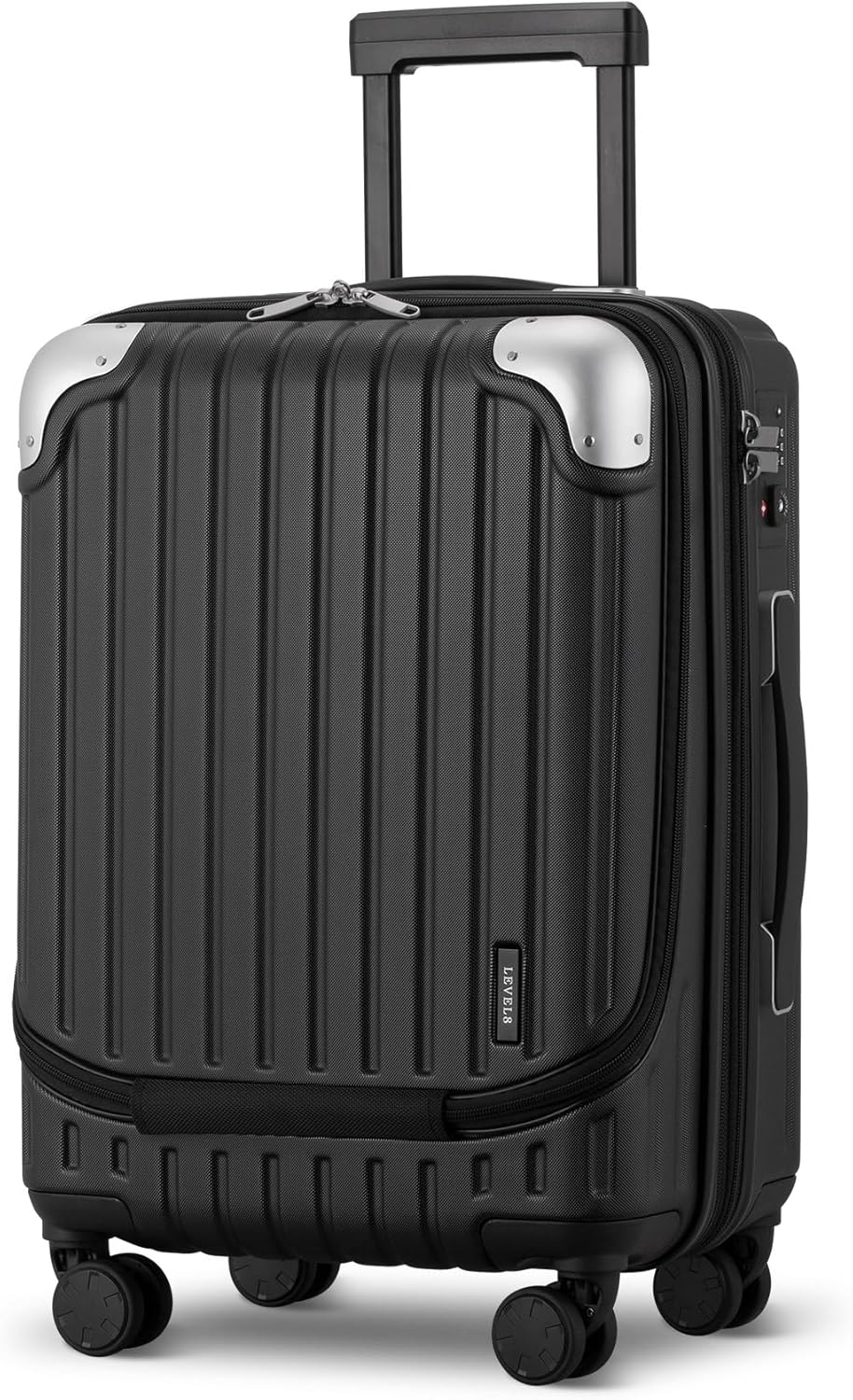 Grace Hard Shell Carry on Luggage with Front Compartment, 20 Inch Expandable Suitcases with Wheels, Lightweight Carry-on Suitcase for Airplane, Tsa Lock, Black