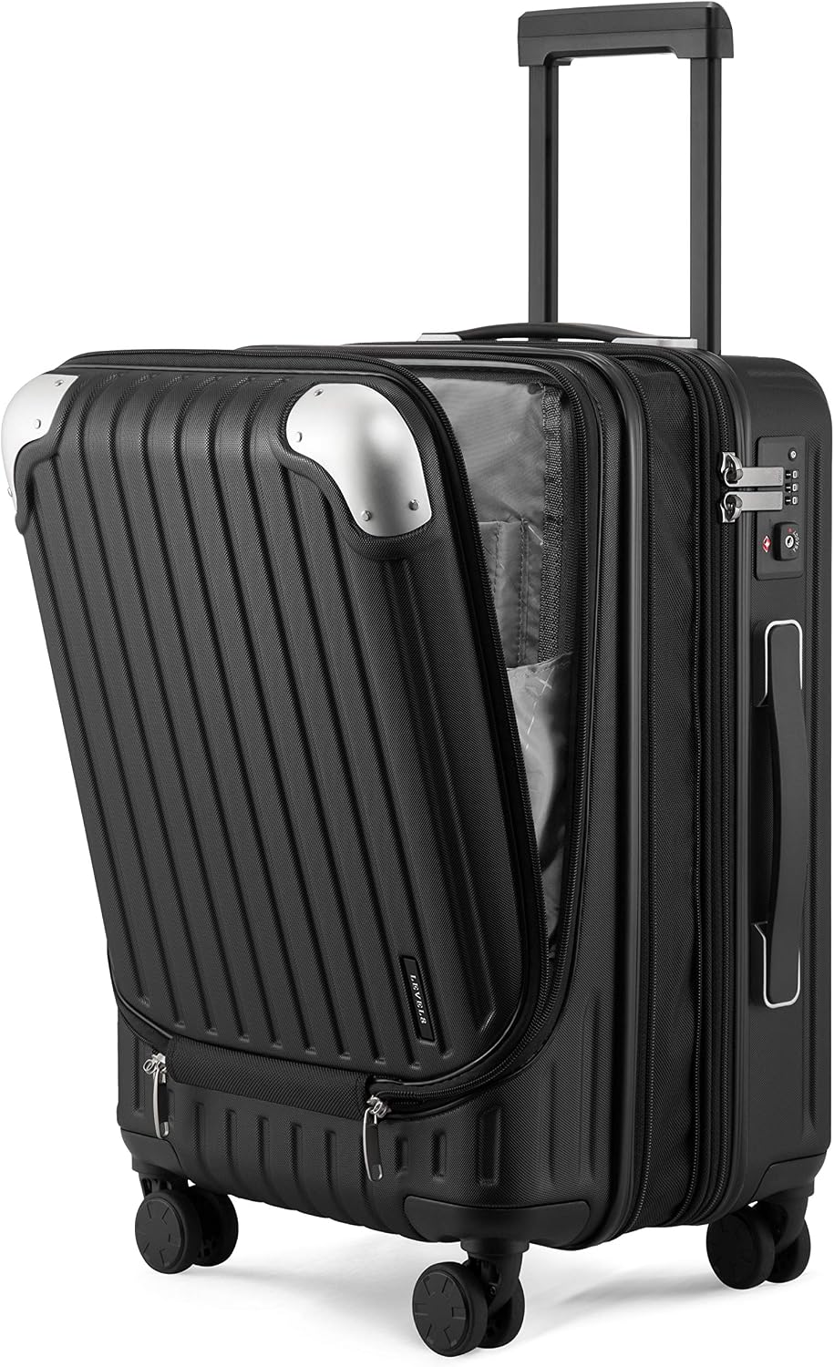 Grace Hard Shell Carry on Luggage with Front Compartment, 20 Inch Expandable Suitcases with Wheels, Lightweight Carry-on Suitcase for Airplane, Tsa Lock, Black