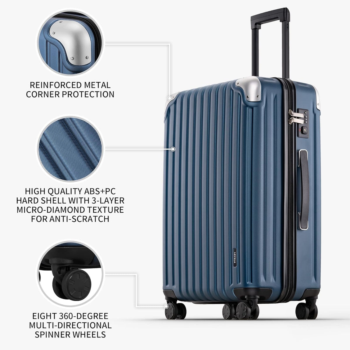 Grace Hard Shell Carry on Luggage with Front Compartment, 20 Inch Expandable Suitcases with Wheels, Lightweight Carry-on Suitcase for Airplane, Tsa Lock, Black