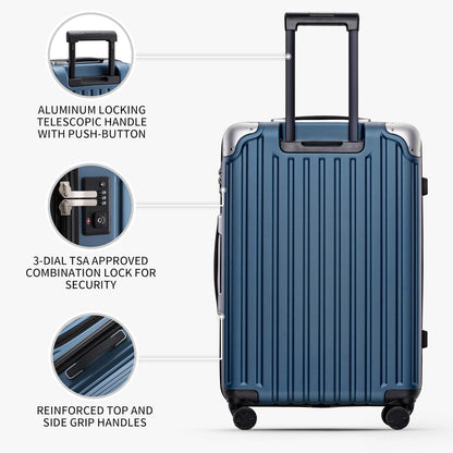 Grace Hard Shell Carry on Luggage with Front Compartment, 20 Inch Expandable Suitcases with Wheels, Lightweight Carry-on Suitcase for Airplane, Tsa Lock, Black