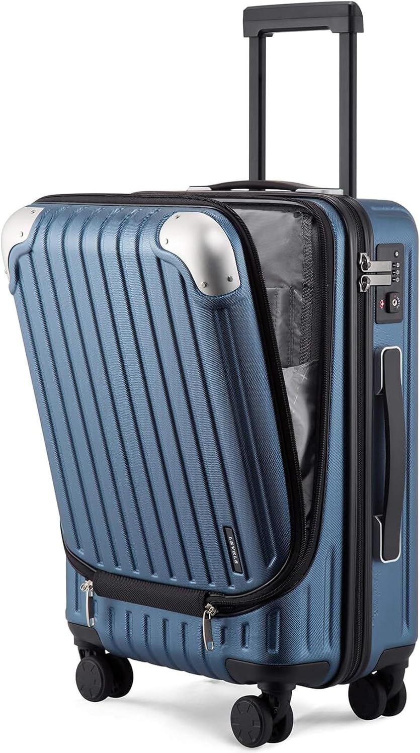 Grace Hard Shell Carry on Luggage with Front Compartment, 20 Inch Expandable Suitcases with Wheels, Lightweight Carry-on Suitcase for Airplane, Tsa Lock, Black