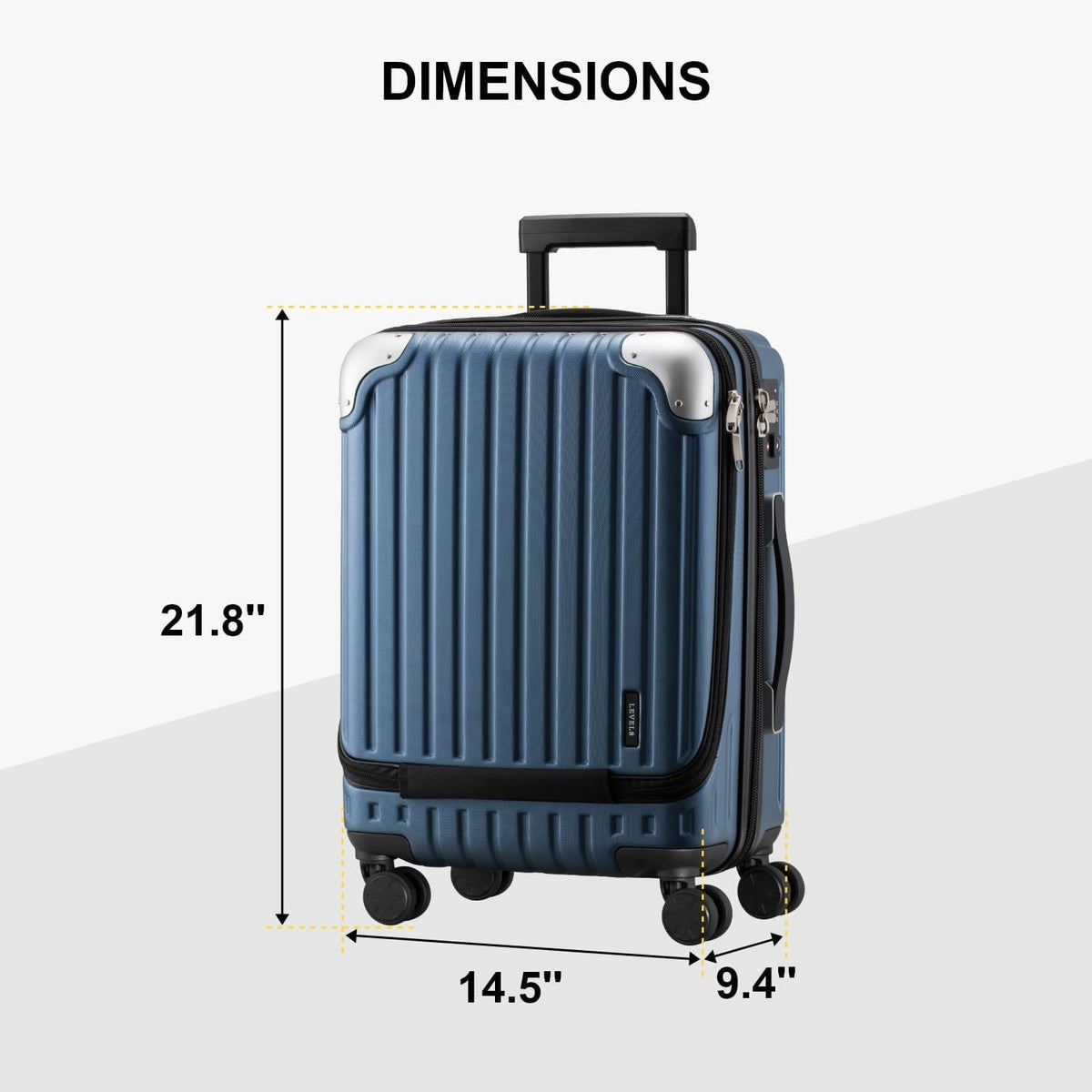 Grace Hard Shell Carry on Luggage with Front Compartment, 20 Inch Expandable Suitcases with Wheels, Lightweight Carry-on Suitcase for Airplane, Tsa Lock, Black
