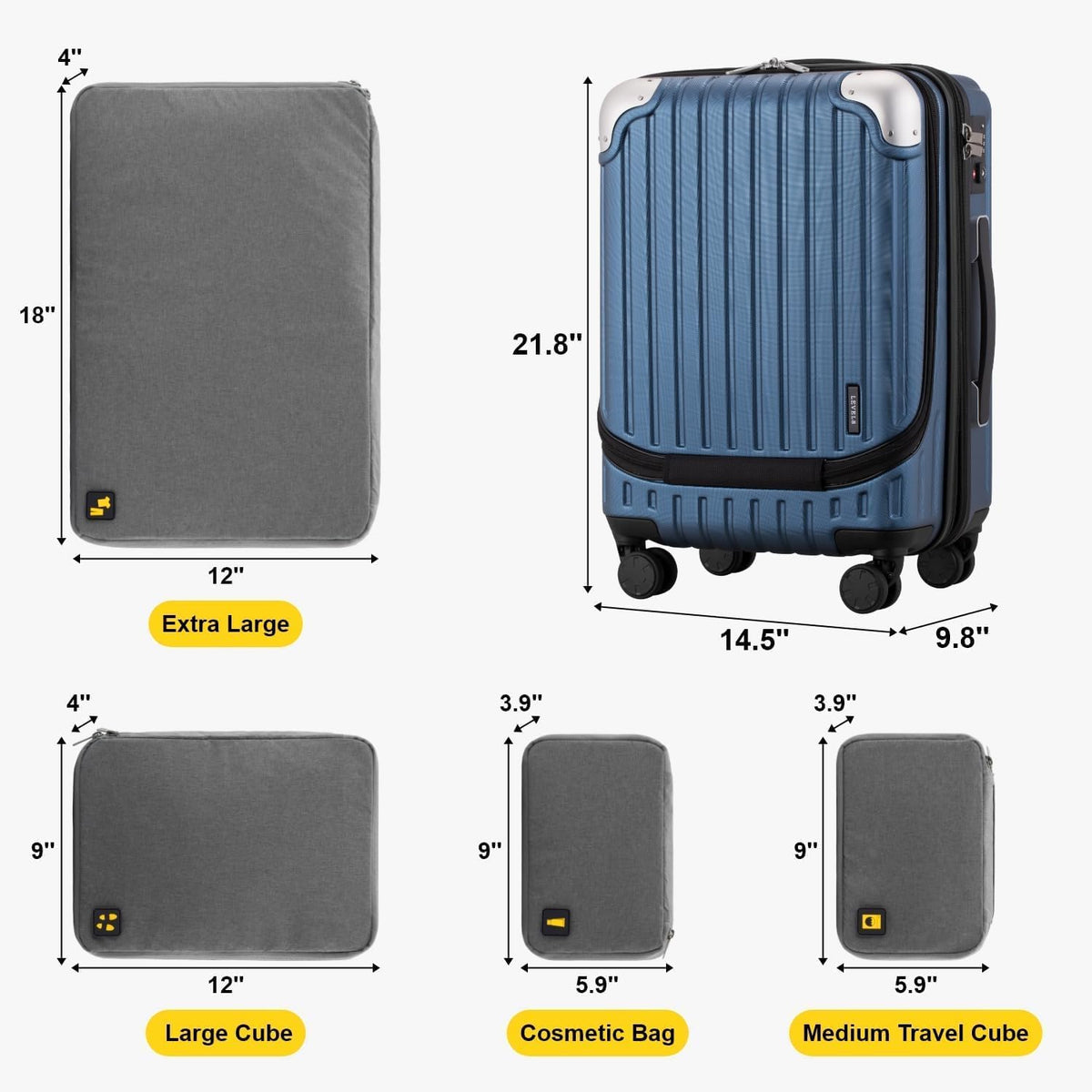 Grace Hard Shell Carry on Luggage with Front Compartment, 20 Inch Expandable Suitcases with Wheels, Lightweight Carry-on Suitcase for Airplane, Tsa Lock, Black