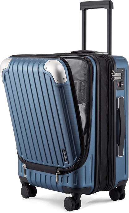 Grace Hard Shell Carry on Luggage with Front Compartment, 20 Inch Expandable Suitcases with Wheels, Lightweight Carry-on Suitcase for Airplane, Tsa Lock, Black