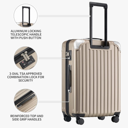 Grace Hard Shell Carry on Luggage with Front Compartment, 20 Inch Expandable Suitcases with Wheels, Lightweight Carry-on Suitcase for Airplane, Tsa Lock, Black