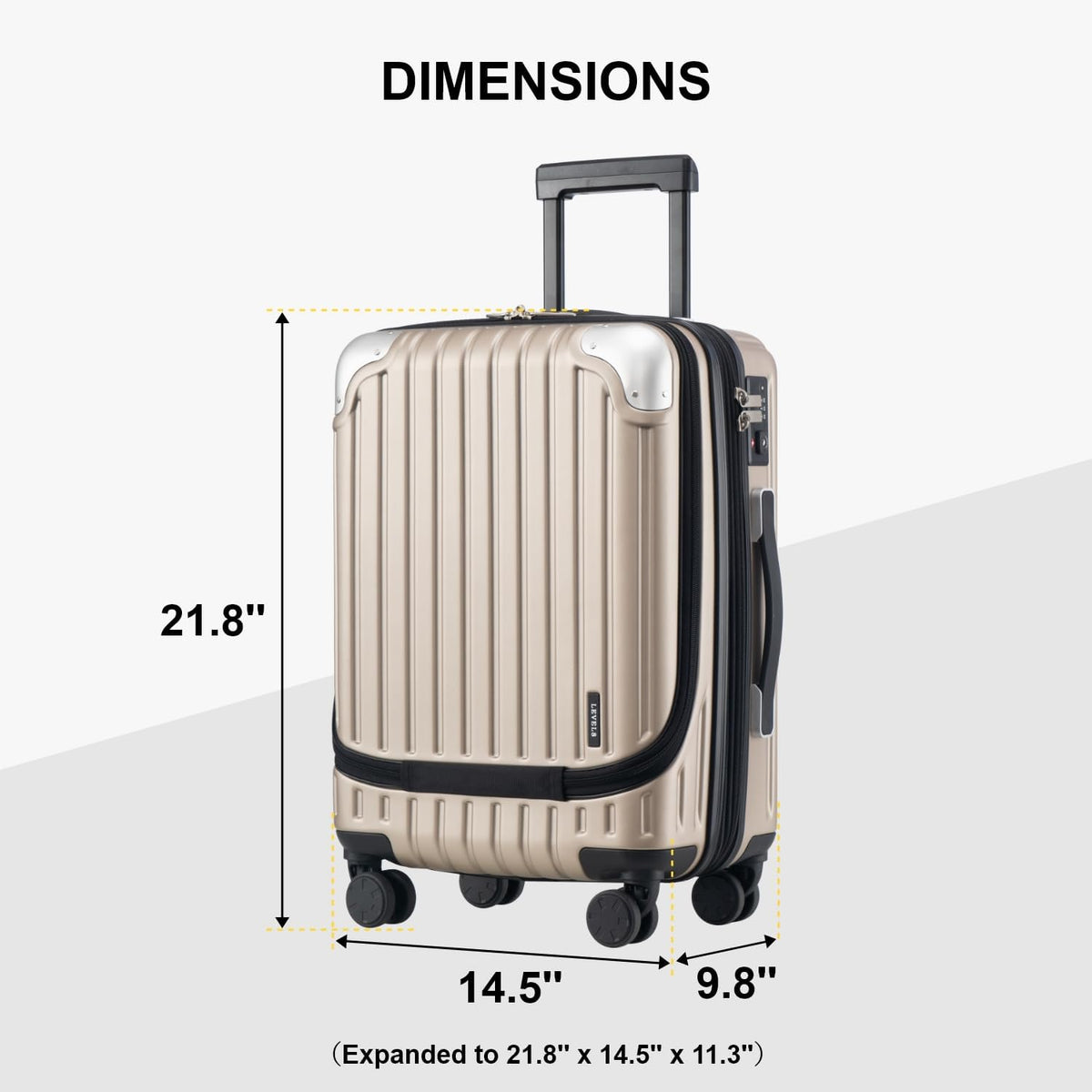 Grace Hard Shell Carry on Luggage with Front Compartment, 20 Inch Expandable Suitcases with Wheels, Lightweight Carry-on Suitcase for Airplane, Tsa Lock, Black
