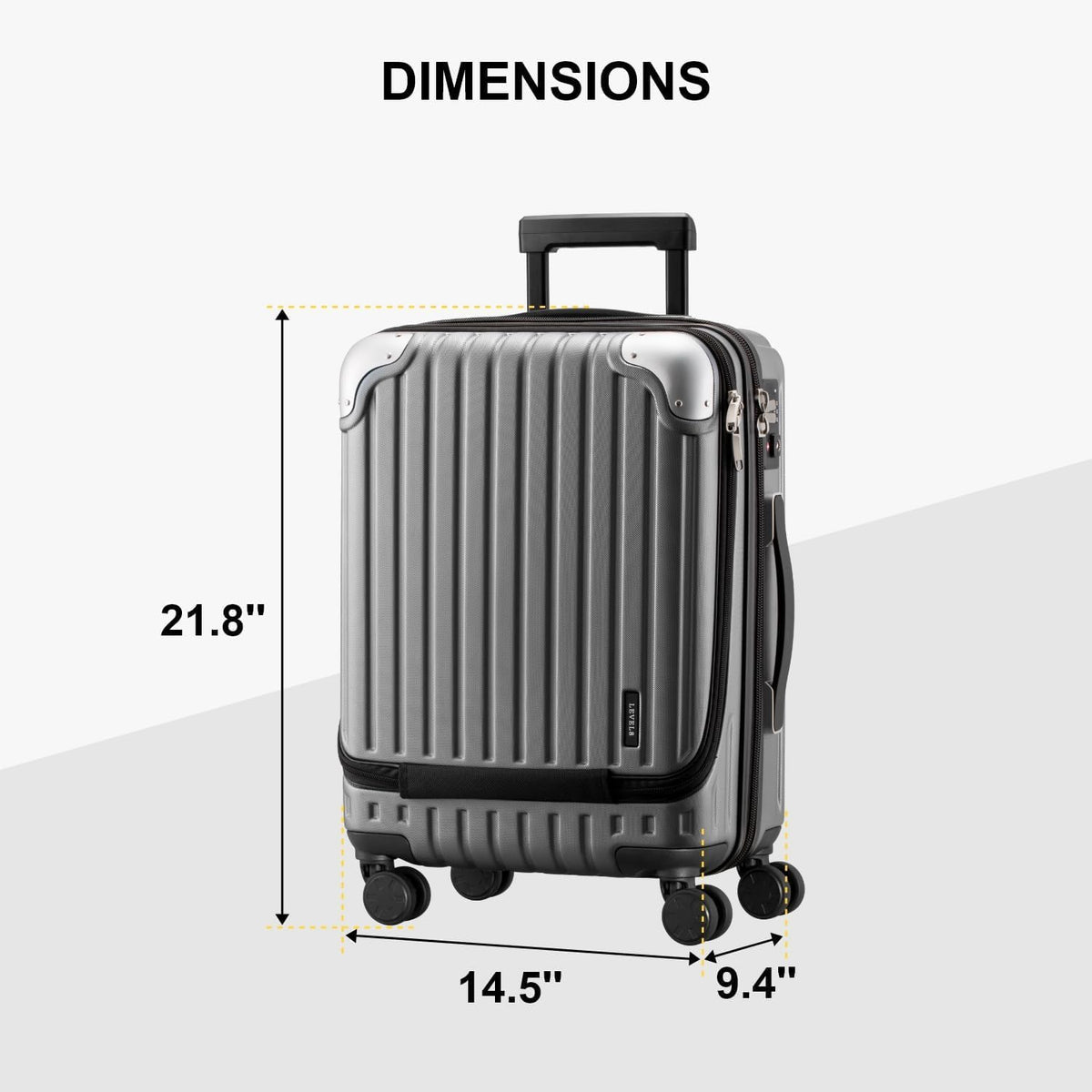 Grace Hard Shell Carry on Luggage with Front Compartment, 20 Inch Expandable Suitcases with Wheels, Lightweight Carry-on Suitcase for Airplane, Tsa Lock, Black