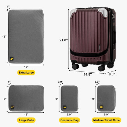 Grace Hard Shell Carry on Luggage with Front Compartment, 20 Inch Expandable Suitcases with Wheels, Lightweight Carry-on Suitcase for Airplane, Tsa Lock, Black