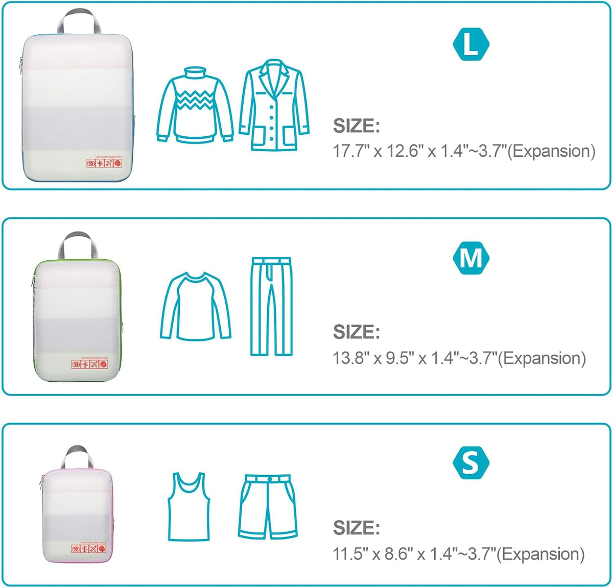 Compression Packing Cubes for Travel Women - Lightweight Luggage Organizers Bag Packing Cubes for Carry on Suitcases