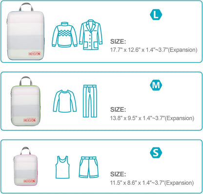 Compression Packing Cubes for Travel Women - Lightweight Luggage Organizers Bag Packing Cubes for Carry on Suitcases