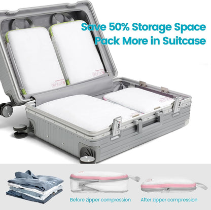 Compression Packing Cubes for Travel Women - Lightweight Luggage Organizers Bag Packing Cubes for Carry on Suitcases