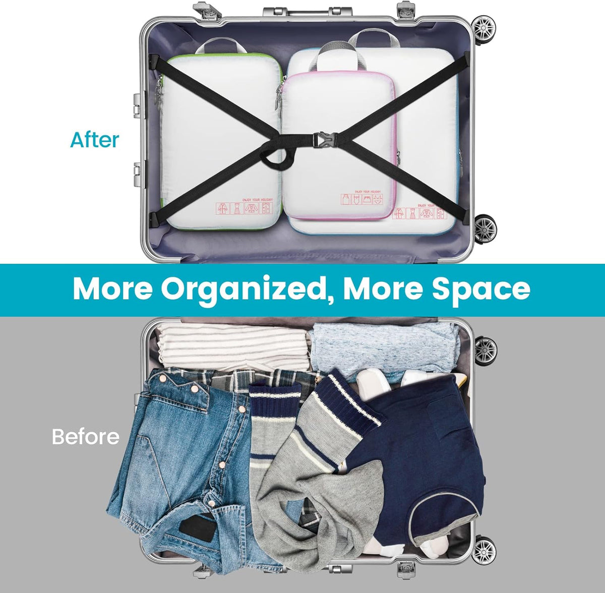 Compression Packing Cubes for Travel Women - Lightweight Luggage Organizers Bag Packing Cubes for Carry on Suitcases
