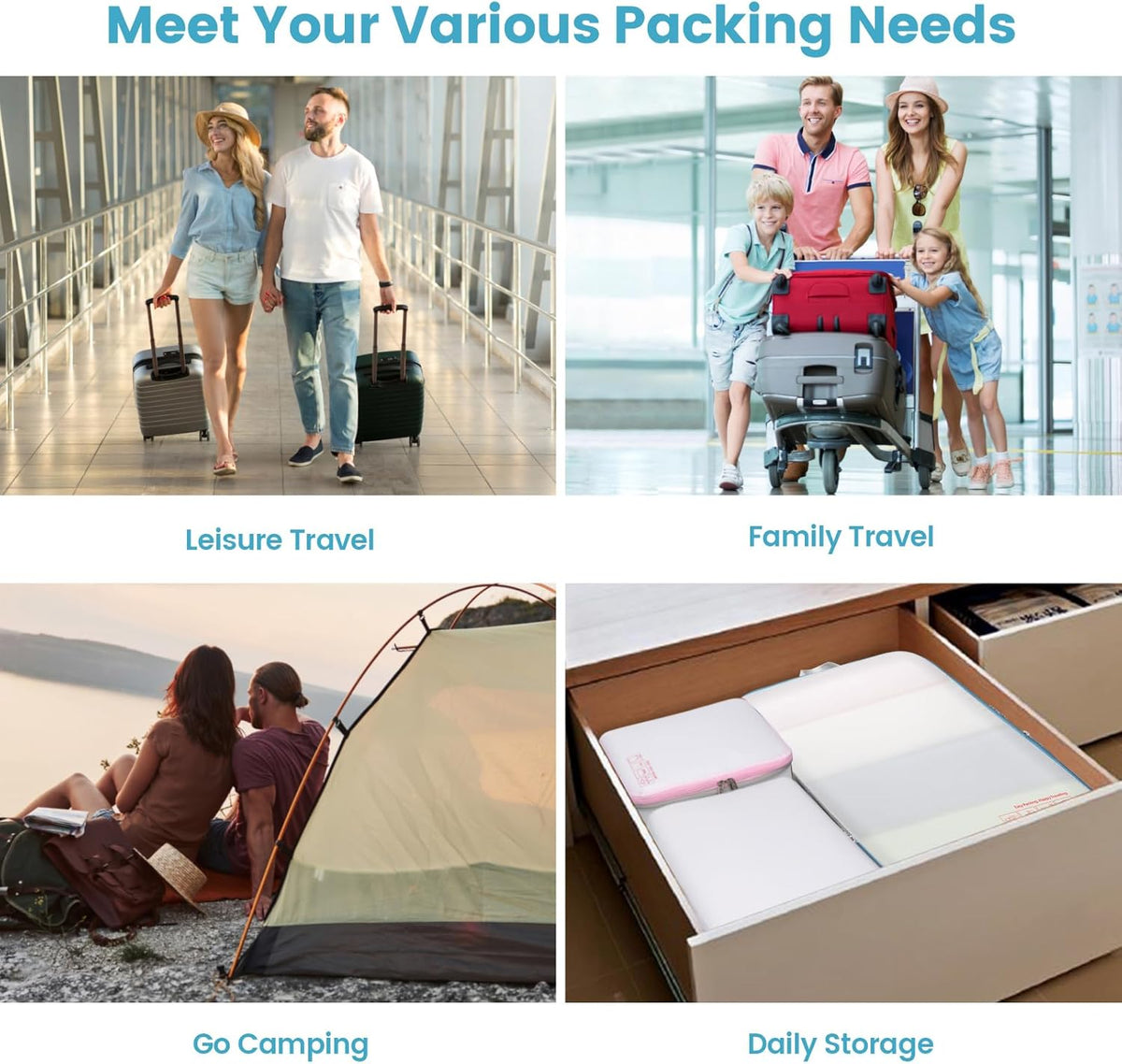 Compression Packing Cubes for Travel Women - Lightweight Luggage Organizers Bag Packing Cubes for Carry on Suitcases