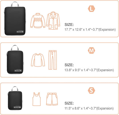 Compression Packing Cubes for Travel Women - Lightweight Luggage Organizers Bag Packing Cubes for Carry on Suitcases