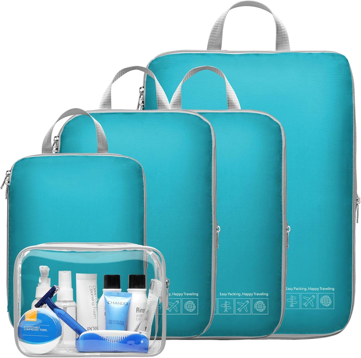 Compression Packing Cubes for Travel Women - Lightweight Luggage Organizers Bag Packing Cubes for Carry on Suitcases