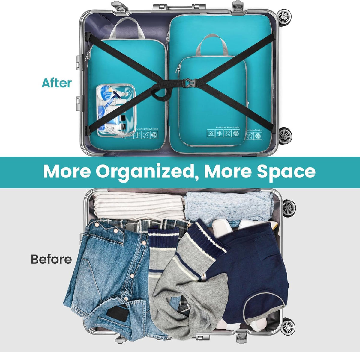 Compression Packing Cubes for Travel Women - Lightweight Luggage Organizers Bag Packing Cubes for Carry on Suitcases