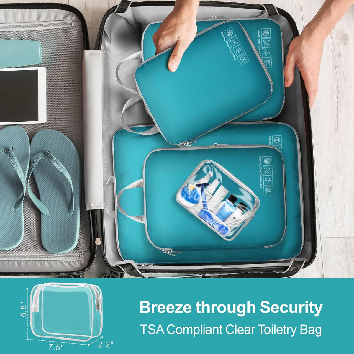 Compression Packing Cubes for Travel Women - Lightweight Luggage Organizers Bag Packing Cubes for Carry on Suitcases