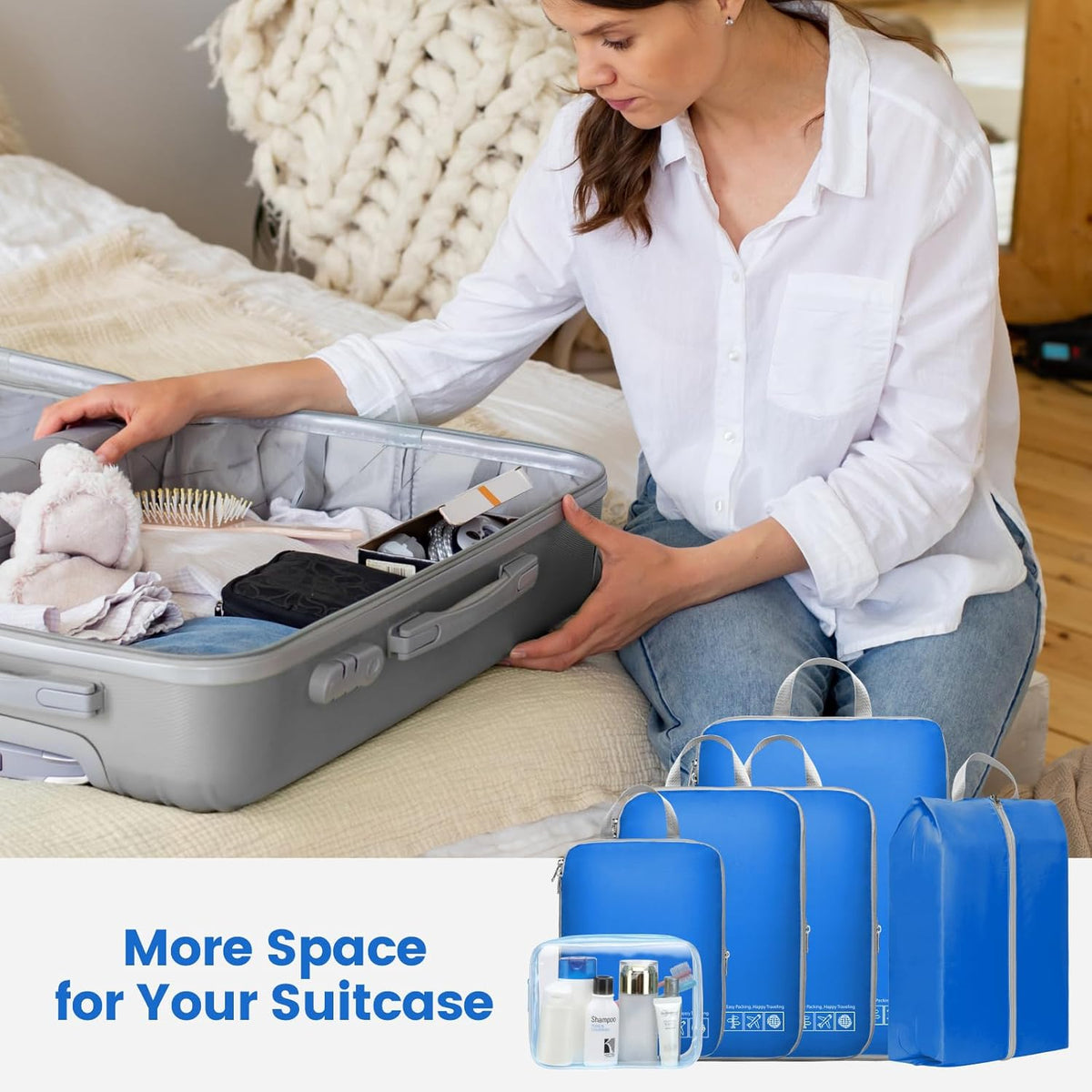 Compression Packing Cubes for Travel Women - Lightweight Luggage Organizers Bag Packing Cubes for Carry on Suitcases