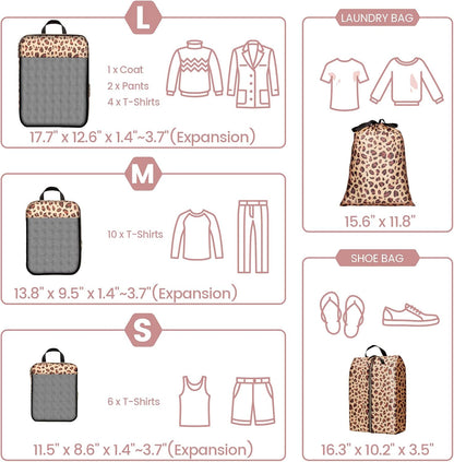Compression Packing Cubes for Travel Women - Lightweight Luggage Organizers Bag Packing Cubes for Carry on Suitcases