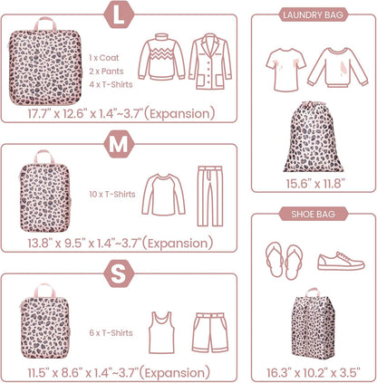 Compression Packing Cubes for Travel Women - Lightweight Luggage Organizers Bag Packing Cubes for Carry on Suitcases