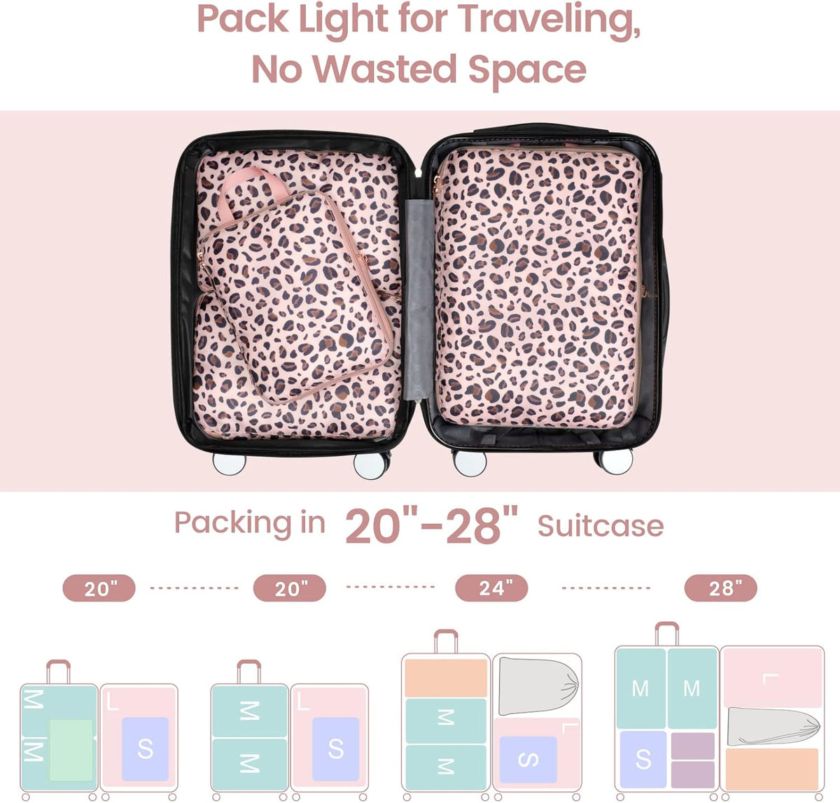 Compression Packing Cubes for Travel Women - Lightweight Luggage Organizers Bag Packing Cubes for Carry on Suitcases