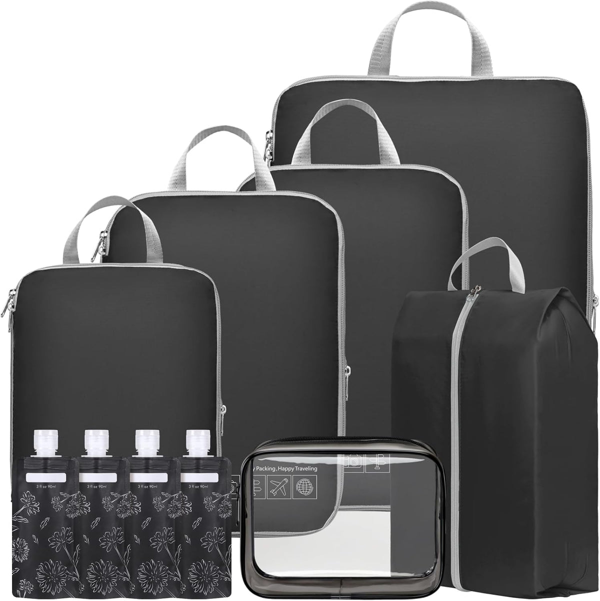 Compression Packing Cubes for Travel Women - Lightweight Luggage Organizers Bag Packing Cubes for Carry on Suitcases