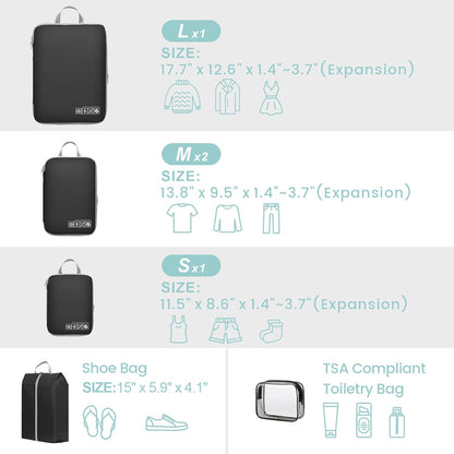 Compression Packing Cubes for Travel Women - Lightweight Luggage Organizers Bag Packing Cubes for Carry on Suitcases