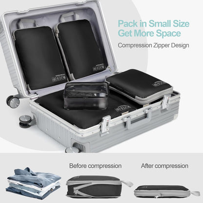 Compression Packing Cubes for Travel Women - Lightweight Luggage Organizers Bag Packing Cubes for Carry on Suitcases