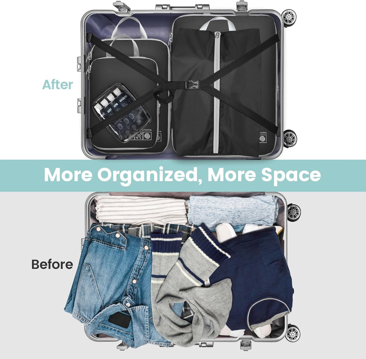 Compression Packing Cubes for Travel Women - Lightweight Luggage Organizers Bag Packing Cubes for Carry on Suitcases