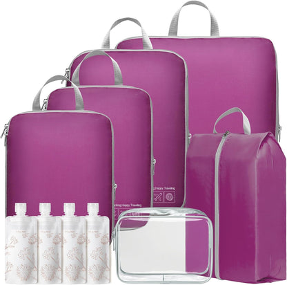 Compression Packing Cubes for Travel Women - Lightweight Luggage Organizers Bag Packing Cubes for Carry on Suitcases