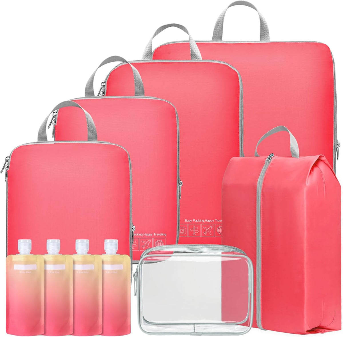 Compression Packing Cubes for Travel Women - Lightweight Luggage Organizers Bag Packing Cubes for Carry on Suitcases