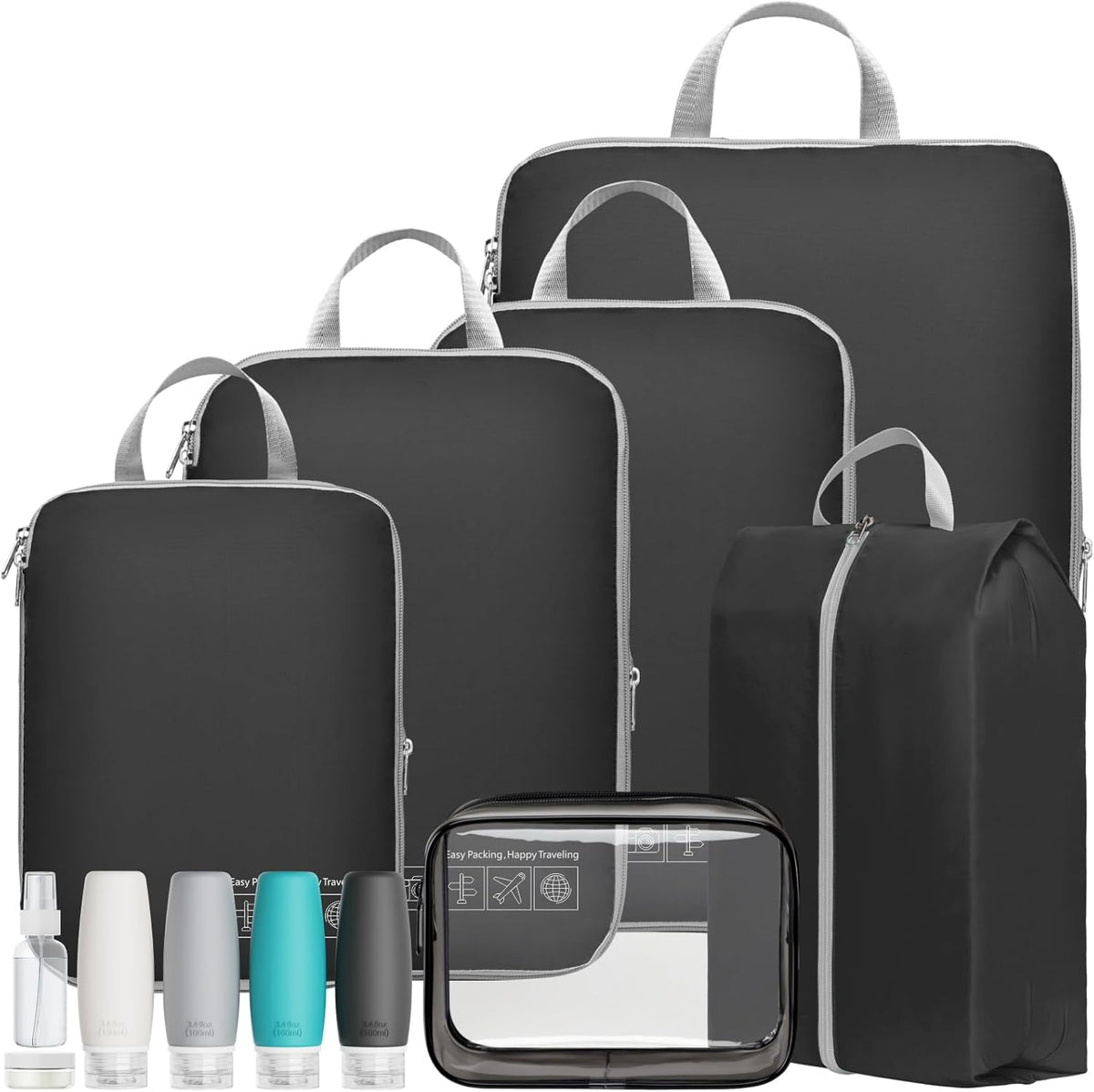 Compression Packing Cubes for Travel Women - Lightweight Luggage Organizers Bag Packing Cubes for Carry on Suitcases