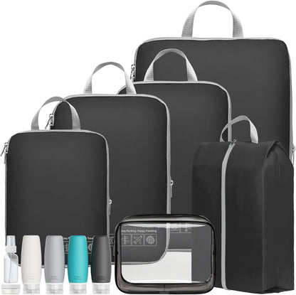 Compression Packing Cubes for Travel Women - Lightweight Luggage Organizers Bag Packing Cubes for Carry on Suitcases