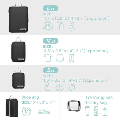Compression Packing Cubes for Travel Women - Lightweight Luggage Organizers Bag Packing Cubes for Carry on Suitcases
