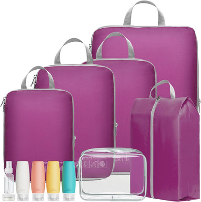 Compression Packing Cubes for Travel Women - Lightweight Luggage Organizers Bag Packing Cubes for Carry on Suitcases