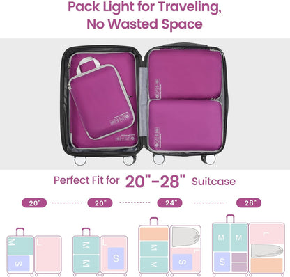 Compression Packing Cubes for Travel Women - Lightweight Luggage Organizers Bag Packing Cubes for Carry on Suitcases