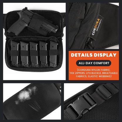 GEAR Tactical CCW Fanny Bag, Concealed Carry Fanny Pack w/Adjustable Waist Belt Tactical Waist Bag Handgun Pouch with Universal Pistol Holster, Everyday Hip Pack for Men Travel Outdoor(Brown)