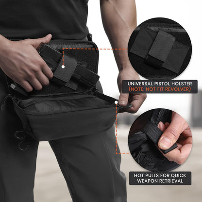 GEAR Tactical CCW Fanny Bag, Concealed Carry Fanny Pack w/Adjustable Waist Belt Tactical Waist Bag Handgun Pouch with Universal Pistol Holster, Everyday Hip Pack for Men Travel Outdoor(Brown)