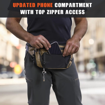 GEAR Tactical CCW Fanny Bag, Concealed Carry Fanny Pack w/Adjustable Waist Belt Tactical Waist Bag Handgun Pouch with Universal Pistol Holster, Everyday Hip Pack for Men Travel Outdoor(Brown)