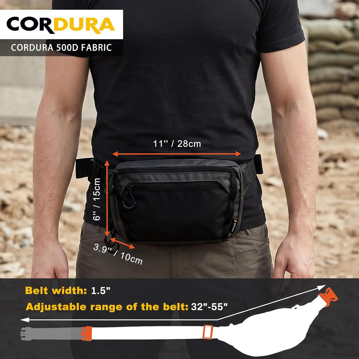 GEAR Tactical CCW Fanny Bag, Concealed Carry Fanny Pack w/Adjustable Waist Belt Tactical Waist Bag Handgun Pouch with Universal Pistol Holster, Everyday Hip Pack for Men Travel Outdoor(Brown)