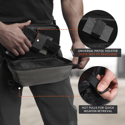 GEAR Tactical CCW Fanny Bag, Concealed Carry Fanny Pack w/Adjustable Waist Belt Tactical Waist Bag Handgun Pouch with Universal Pistol Holster, Everyday Hip Pack for Men Travel Outdoor(Brown)