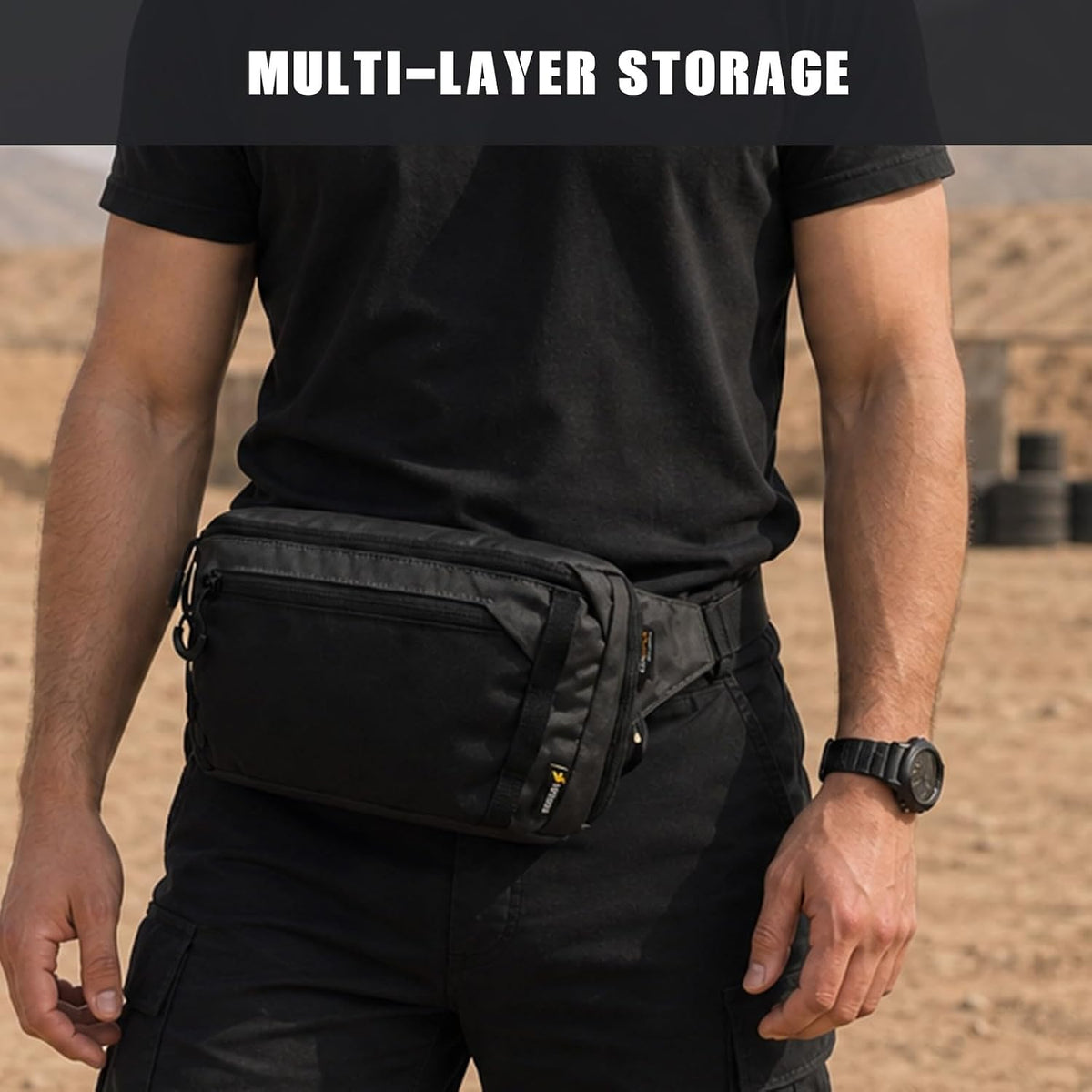 GEAR Tactical CCW Fanny Bag, Concealed Carry Fanny Pack w/Adjustable Waist Belt Tactical Waist Bag Handgun Pouch with Universal Pistol Holster, Everyday Hip Pack for Men Travel Outdoor(Brown)