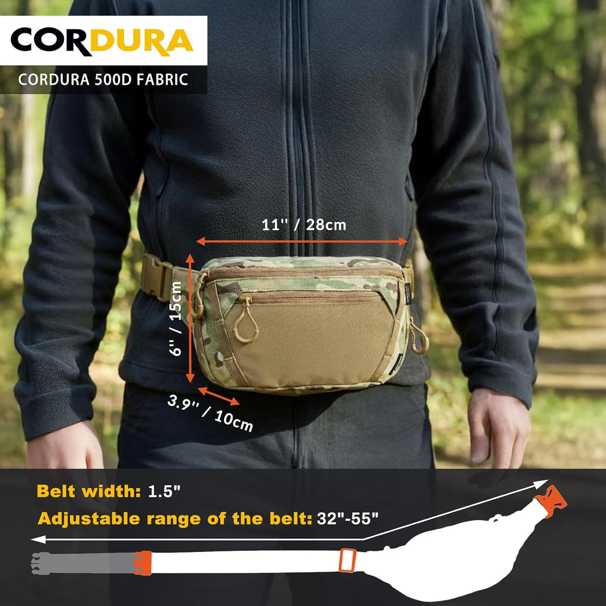 GEAR Tactical CCW Fanny Bag, Concealed Carry Fanny Pack w/Adjustable Waist Belt Tactical Waist Bag Handgun Pouch with Universal Pistol Holster, Everyday Hip Pack for Men Travel Outdoor(Brown)