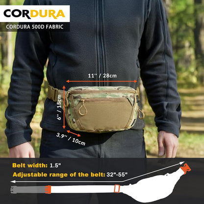 GEAR Tactical CCW Fanny Bag, Concealed Carry Fanny Pack w/Adjustable Waist Belt Tactical Waist Bag Handgun Pouch with Universal Pistol Holster, Everyday Hip Pack for Men Travel Outdoor(Brown)