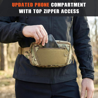 GEAR Tactical CCW Fanny Bag, Concealed Carry Fanny Pack w/Adjustable Waist Belt Tactical Waist Bag Handgun Pouch with Universal Pistol Holster, Everyday Hip Pack for Men Travel Outdoor(Brown)