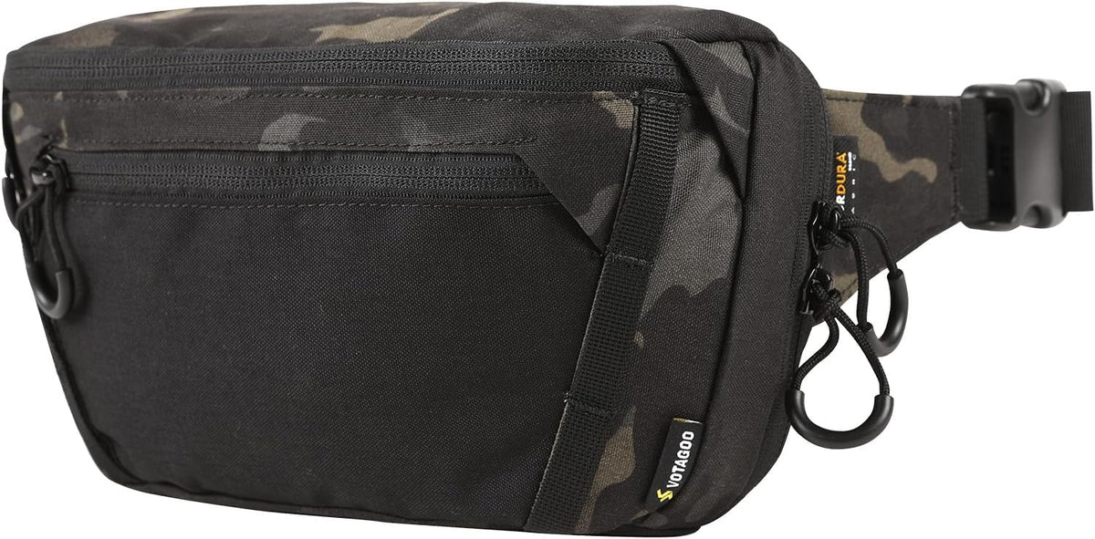GEAR Tactical CCW Fanny Bag, Concealed Carry Fanny Pack w/Adjustable Waist Belt Tactical Waist Bag Handgun Pouch with Universal Pistol Holster, Everyday Hip Pack for Men Travel Outdoor(Brown)