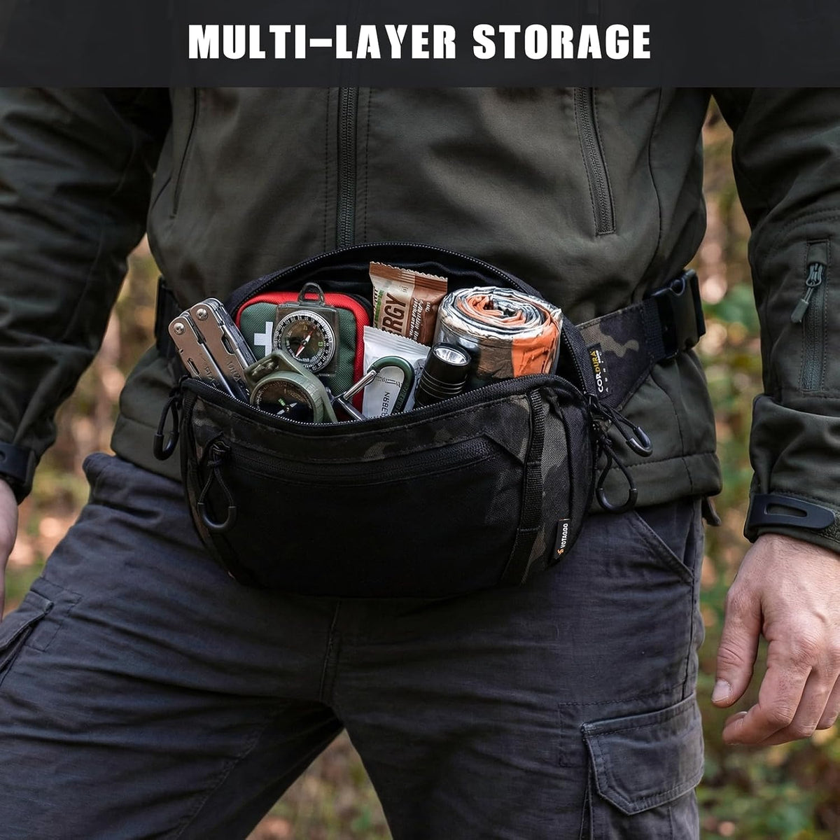 GEAR Tactical CCW Fanny Bag, Concealed Carry Fanny Pack w/Adjustable Waist Belt Tactical Waist Bag Handgun Pouch with Universal Pistol Holster, Everyday Hip Pack for Men Travel Outdoor(Brown)