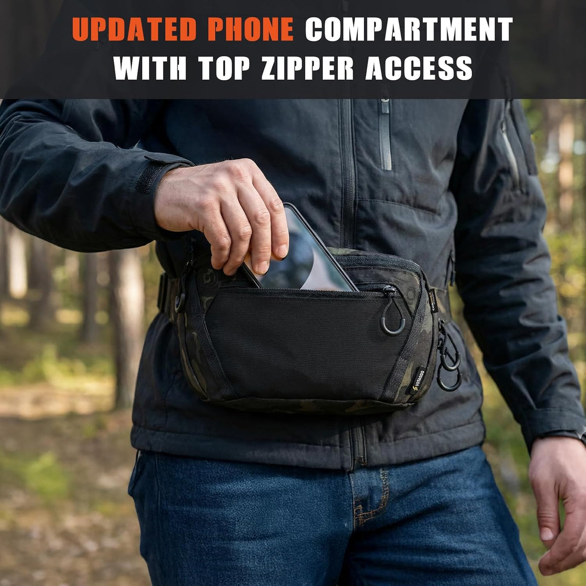 GEAR Tactical CCW Fanny Bag, Concealed Carry Fanny Pack w/Adjustable Waist Belt Tactical Waist Bag Handgun Pouch with Universal Pistol Holster, Everyday Hip Pack for Men Travel Outdoor(Brown)