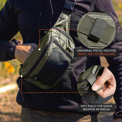 GEAR Tactical CCW Fanny Bag, Concealed Carry Fanny Pack w/Adjustable Waist Belt Tactical Waist Bag Handgun Pouch with Universal Pistol Holster, Everyday Hip Pack for Men Travel Outdoor(Brown)