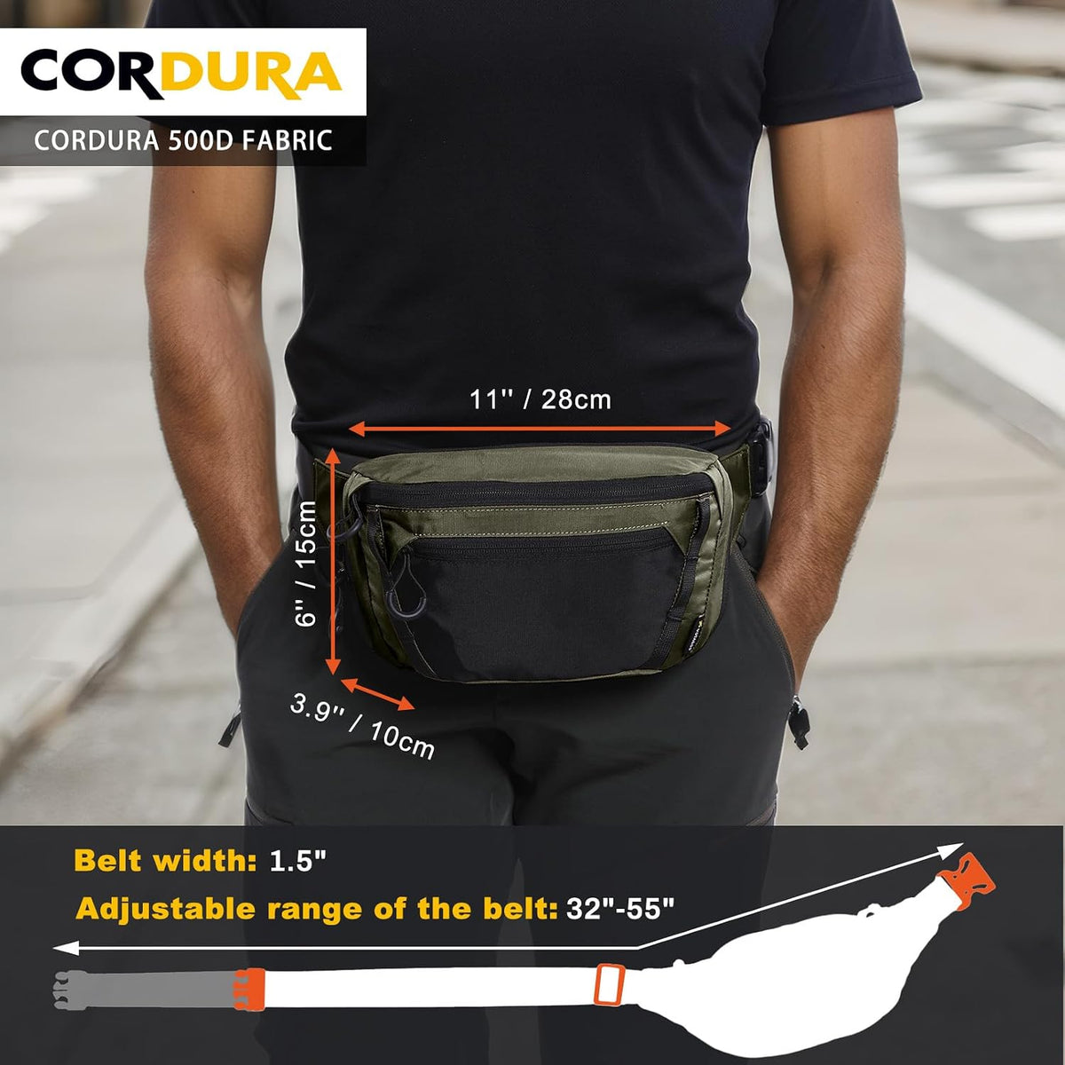 GEAR Tactical CCW Fanny Bag, Concealed Carry Fanny Pack w/Adjustable Waist Belt Tactical Waist Bag Handgun Pouch with Universal Pistol Holster, Everyday Hip Pack for Men Travel Outdoor(Brown)